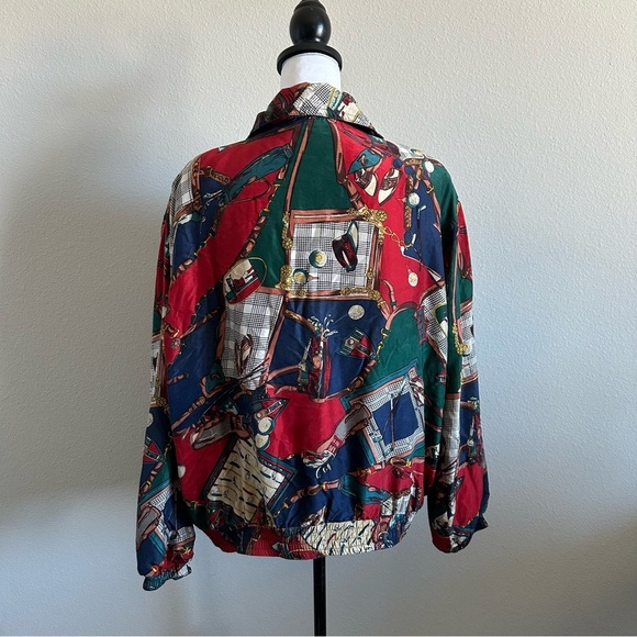 Vintage 80s EVR Golf All Over Windbreaker Silk zip Women's  Jacket - Picture 9 of 17